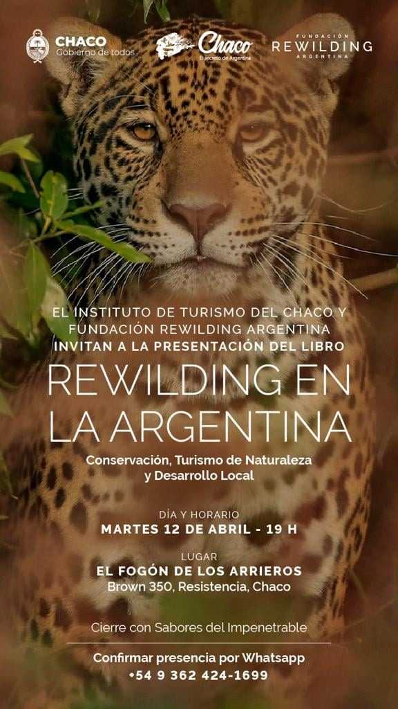 ESTE MARTES 12 A LAS 19 Presentan Rewilding en Argentina libro